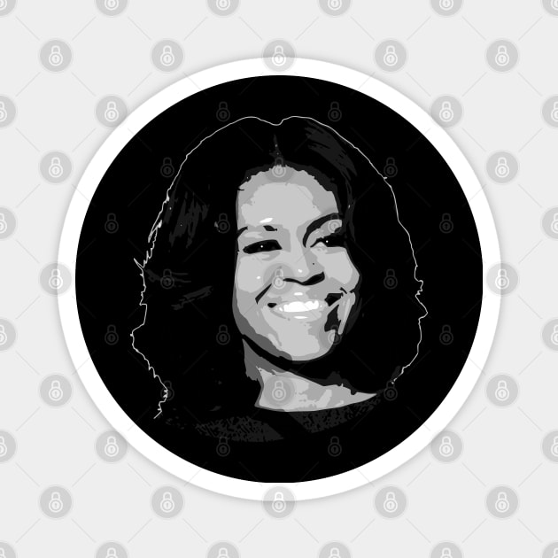 Michelle Obama Black and White Magnet by Nerd_art